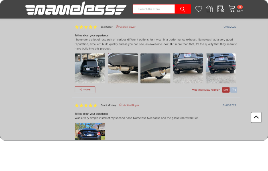 Nameless adding images with text reviews
