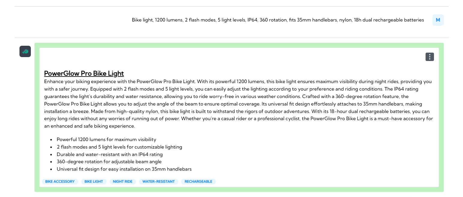 bike light complex description example