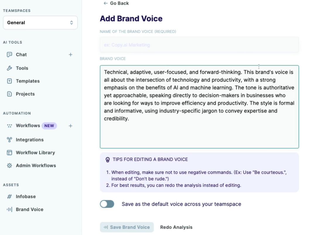 copy.ai brand voice recognition 