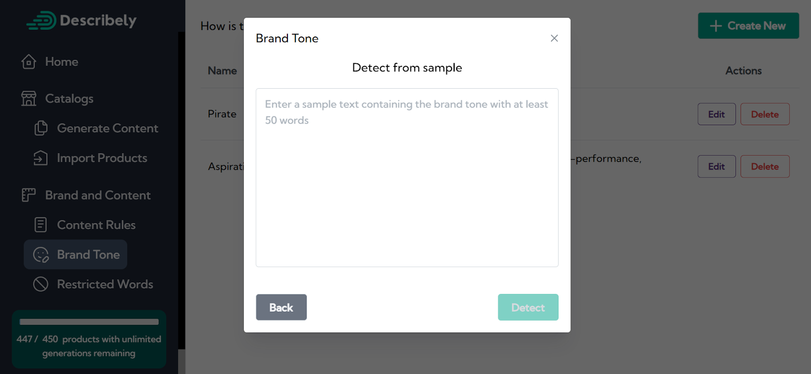 describely ai brand tone detector