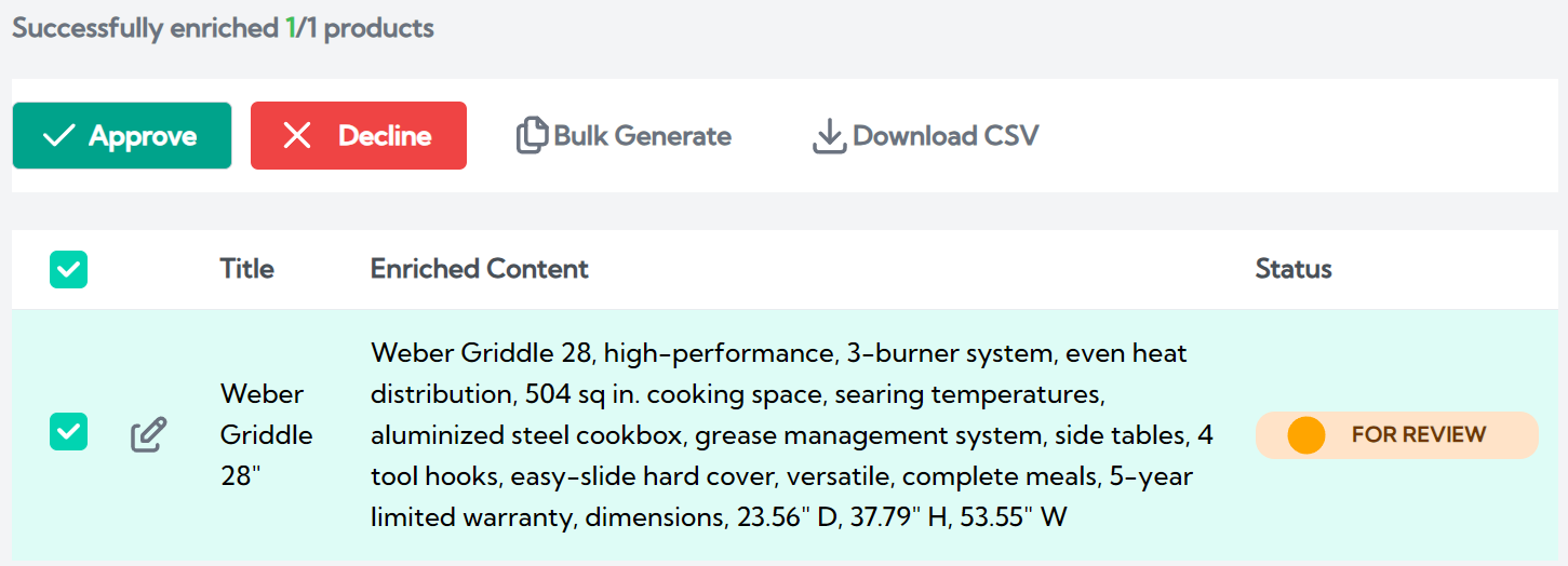 Describely data enrichment