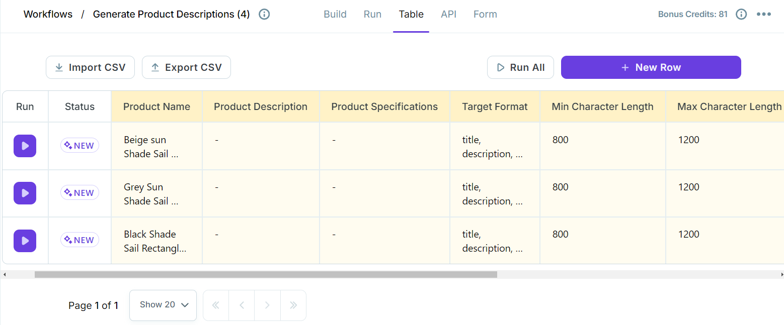 example of ai bulk generation with copy.ai