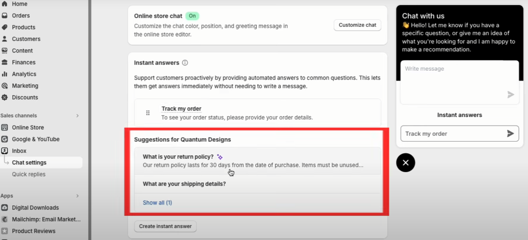 shopify magic for product FAQs