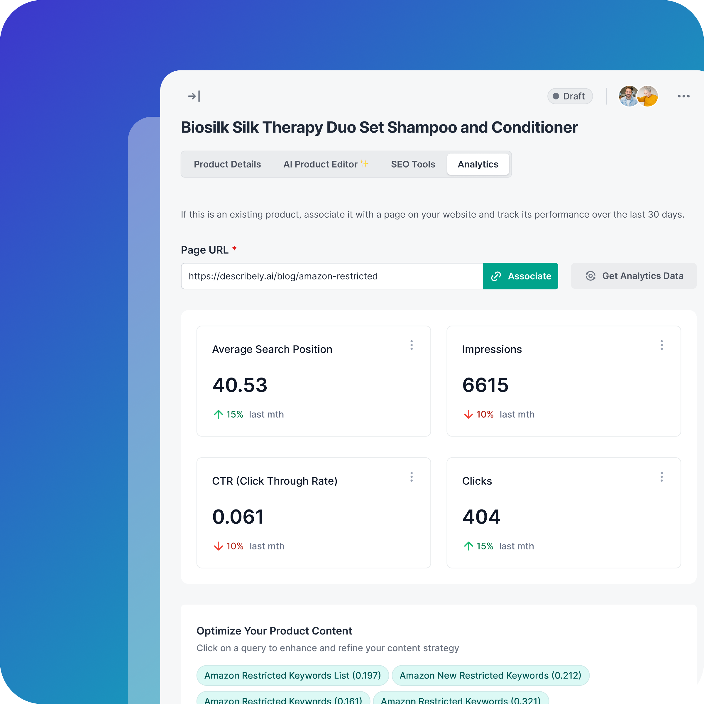 GSC Product page analytics