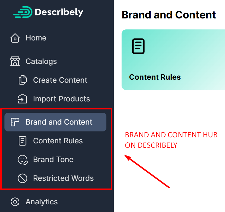 Brand and content hub on Describely