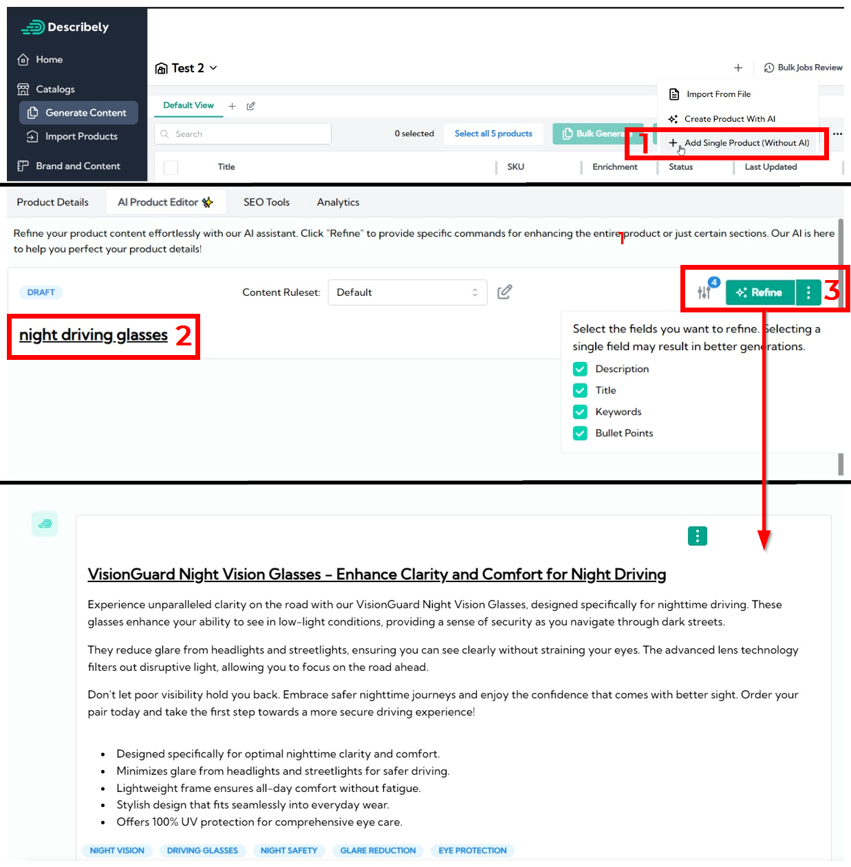 Describely product description process