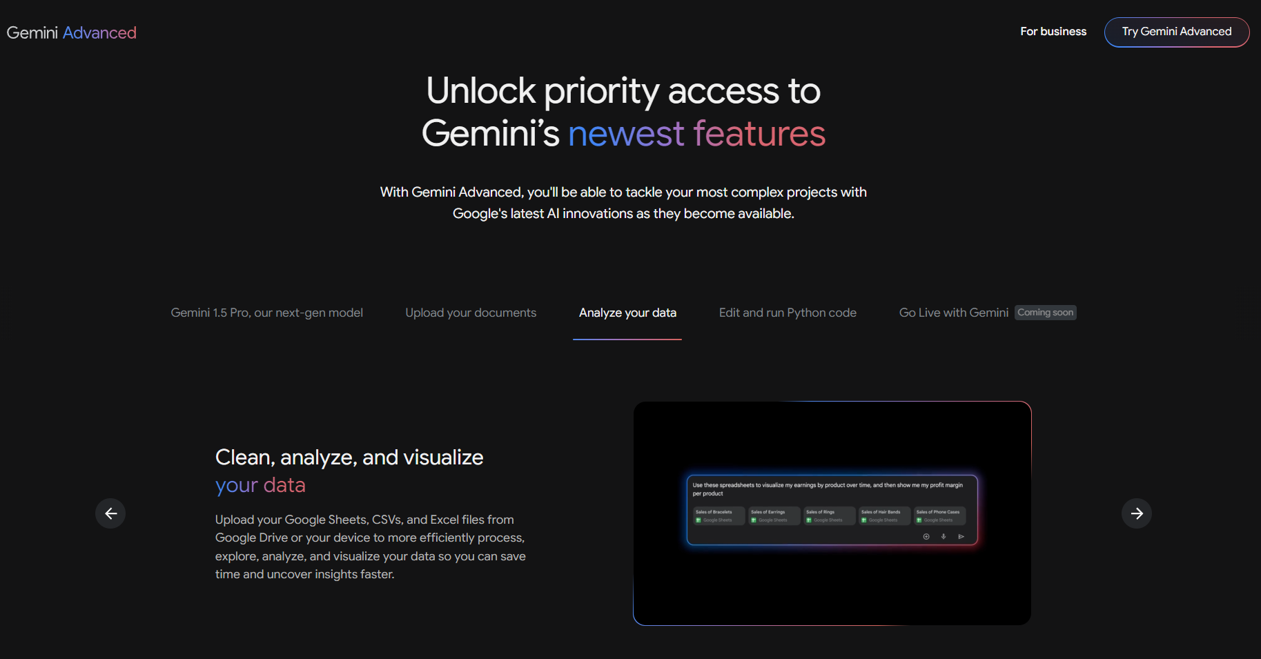 Gemini Advanced features