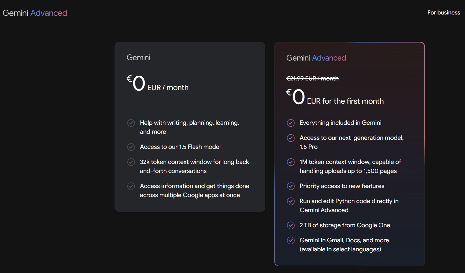 Gemini Advanced price