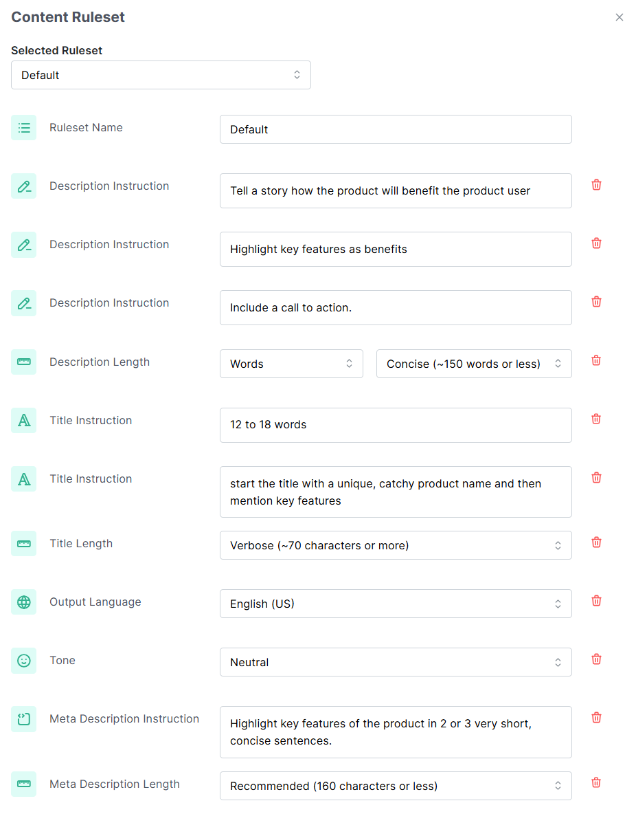 Describely Custom Ruleset