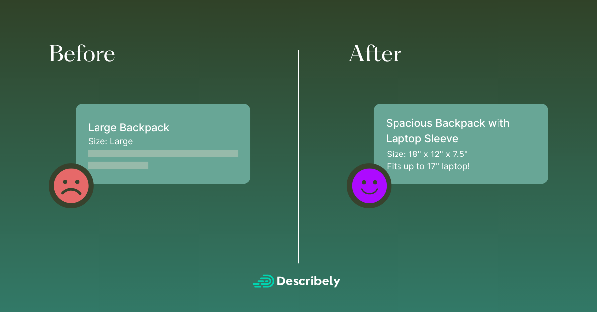 Enhance your product description with data points using AI with Describely